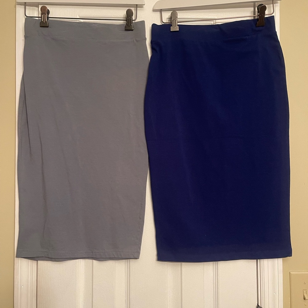 2 Zenana Bodycon skirts Medium large blue grayish blue Anthropologie New …